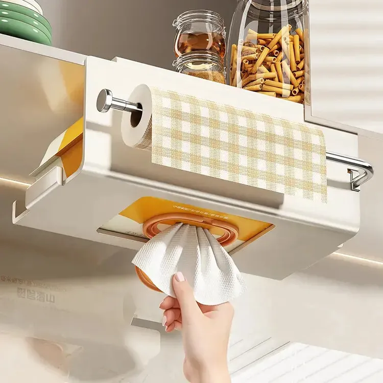 厨房纸巾架吊柜橱柜用纸挂架子抽纸卷纸架抹布保鲜膜收纳挂架