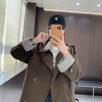 IMFLY金小金自制女装 风衣DYW9809假两件拼接翻领宽松中长款外套