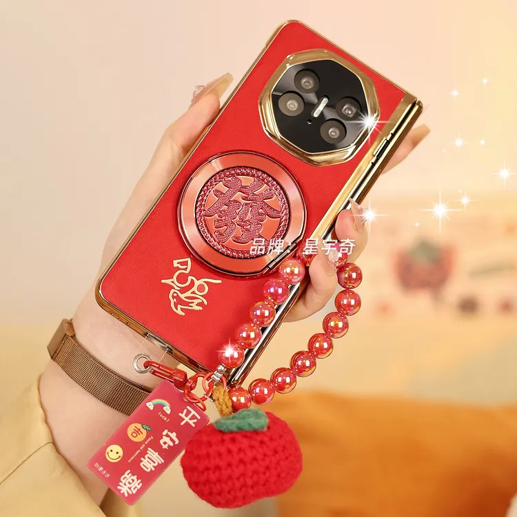 适用华为MateX7手机壳matex6典藏版折叠防摔X5女款x3钢化膜红色X7