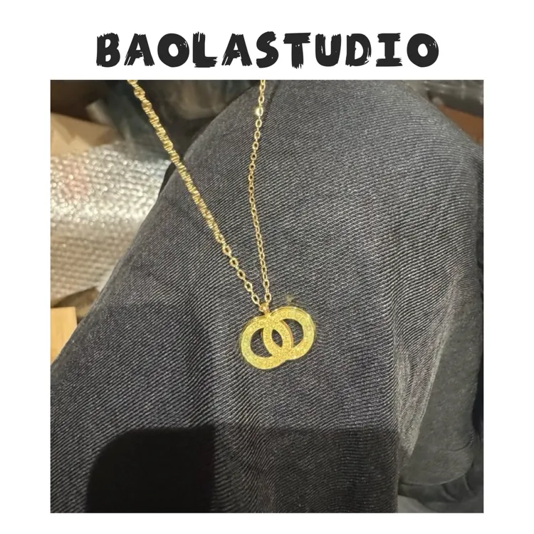 钛钢项链 字母ccins简约百搭气质项链小众经典金色轻奢设计感素款