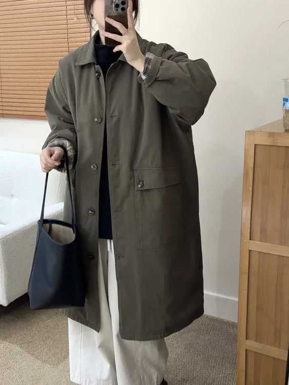 复古风衣棉服新款冬季加厚宽松休闲百搭夹棉中长款工装棉大衣外套