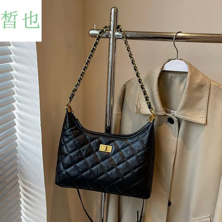 小众轻奢包包女2025新款菱格链条包时尚百搭气质高级感单肩斜挎包
