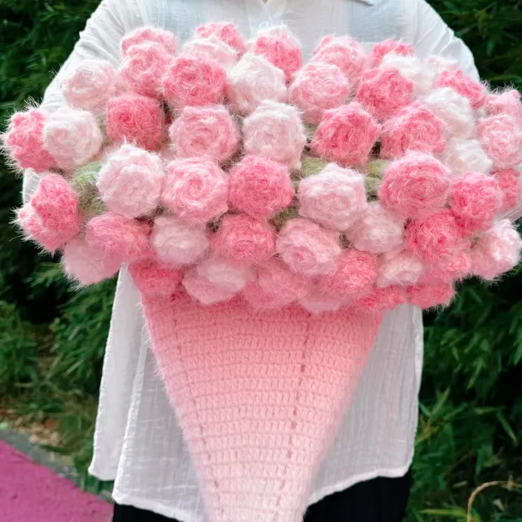 雪妃尔魔法球玫瑰花束毯材料包雪妃尔魔法球羽毛线送工具视频教程