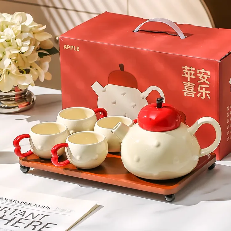 新年苹安喜乐家用水壶套新居装乔迁苹果马克水杯客厅喝水结婚礼物