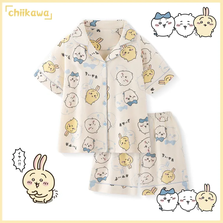 chiikawa睡衣女套装夏季纯棉短袖日系可爱春季舒适吉伊小八家居服