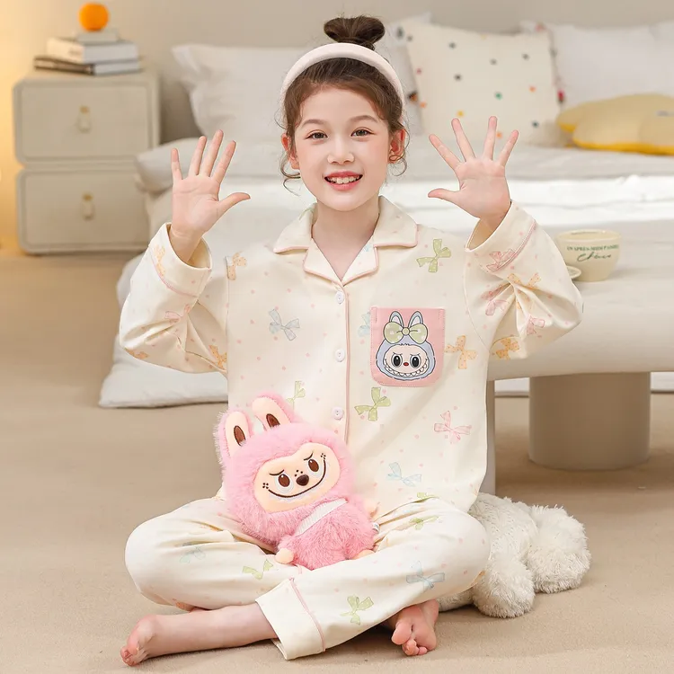 2025新款儿童睡衣长袖长裤春秋季女童宝宝可外穿中大童家居服套装