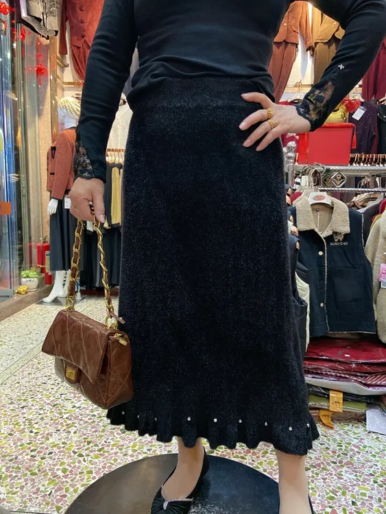 YF！979#秋冬百搭款水貂绒A字裙半身裙