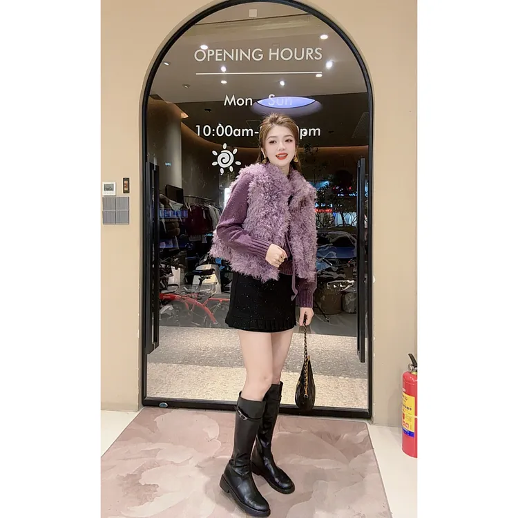 涵儿家 冬季韩版慵懒宽松卷毛马甲
