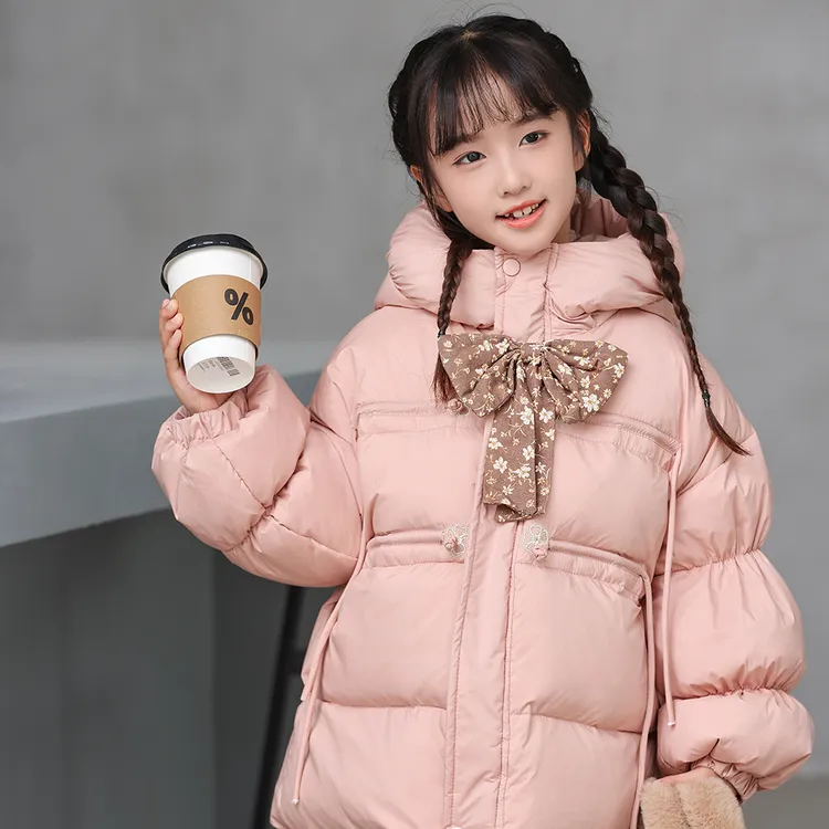 韩版童装秋冬新款女童绒羽服防寒加厚保暖甜美洋气外套面包服