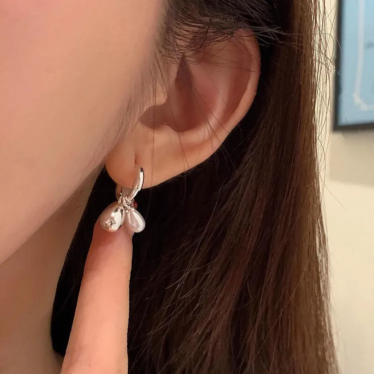 铜合金耳饰 水滴仿珍珠耳环女轻奢ins气质高级小众设计冷淡风耳饰