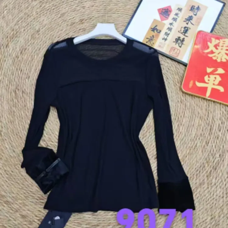 大聪弹力网衫复古扣新中式百搭修身时尚洋气200斤打底衫9071 9276