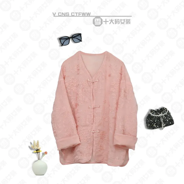 刺绣常规款夏季新中式唐装女士圆领短外套上衣中国风紫色复古