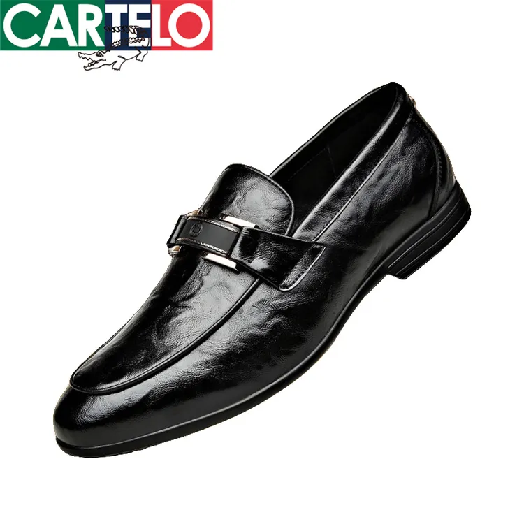 CARTELO/卡帝乐鳄鱼新款商务百搭休闲男皮鞋透气开车男款一脚蹬