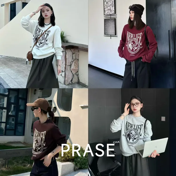 PRASE·噜【美式卫衣】微胖秋冬加绒时尚宽松印花卫衣上衣PR508C97