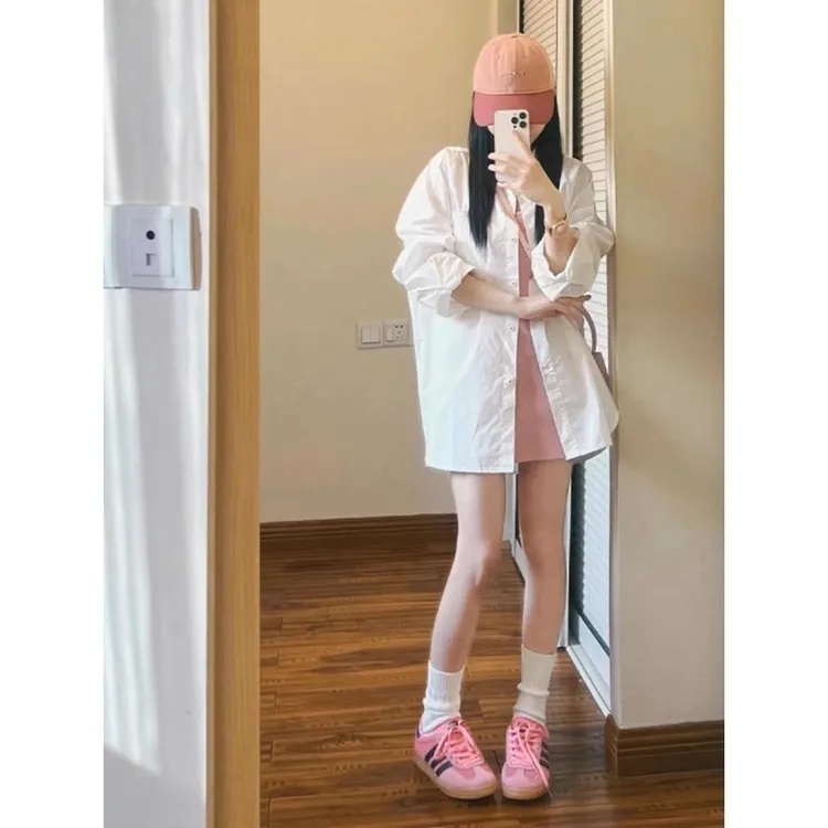 夏装搭配一整套夏天多巴胺穿搭防晒衬衫吊带裙子两件套装夏季女装