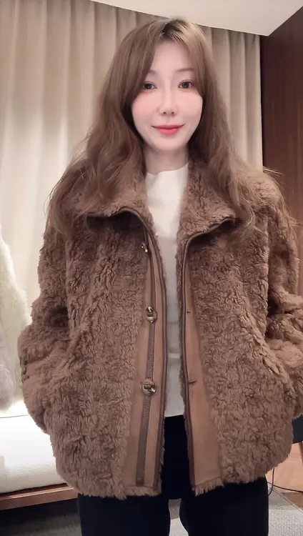 DEDM•STUDIO/气质重工宽松颗粒毛短款拉链羊毛外套2510WT/25960-1