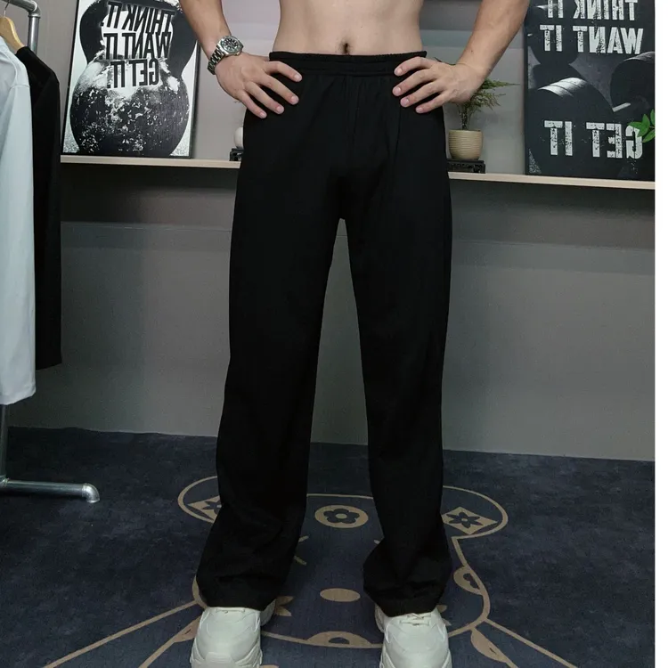 秋冬高弹力运动休闲直筒裤休闲裤垂感垂感黑色百搭宽松显瘦