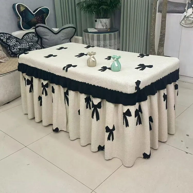 蝴蝶结双面绒长方形火炉套麻将桌火套桌布套实物会偏点黄调