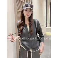 C09086洋气简约风日常通勤休闲撞色条双头拉链假两件针织衫