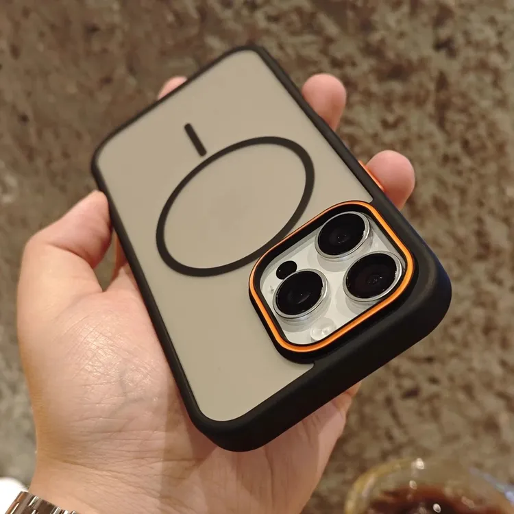 适用iPhone16promax苹果手机壳细圈MagSafe磁吸磨砂撞色16pro硬壳