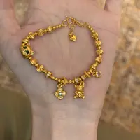 铜合金合成锆石手链 「小猫腻」绿眼猫头小熊手串（18克左右）
