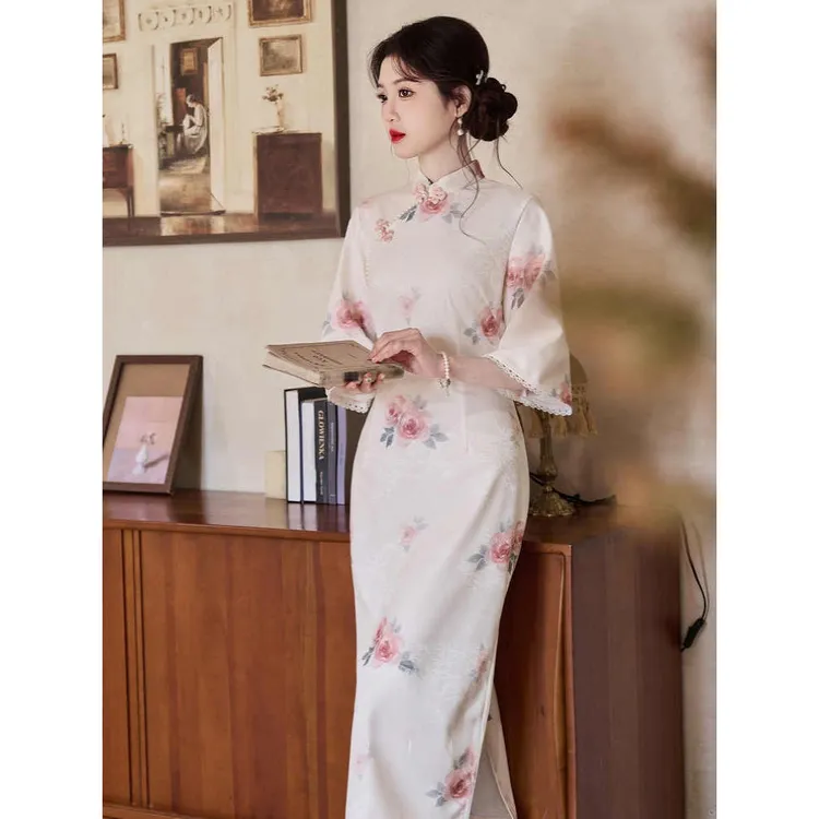 2025《心苒》古法倒大袖旗袍2025年春款新中式改良日常气质连衣裙