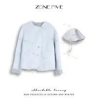 【zonefive】25113双面可穿春秋款帽袋两用流苏绵羊毛休闲时尚大衣
