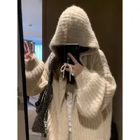 十里@V1045 韩系慵懒氛围感保暧宽松连帽显瘦针织外套 9-27