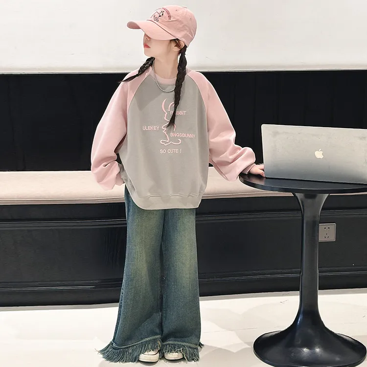 女童春装卫衣2025新款洋气儿童时髦春季大童休闲圆领卡通长袖上衣