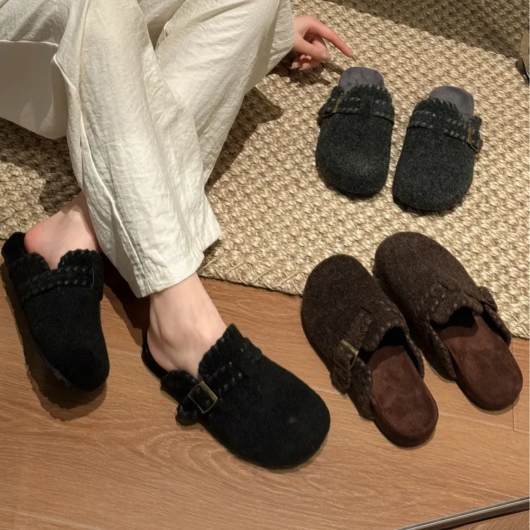 贾不假厚底女款吐司勃肯鞋2025新款秋冬加绒爆款包头半拖鞋网红款