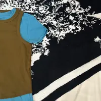 anan孔雀蓝短袖T恤棕色背心两件套FZtz250318002