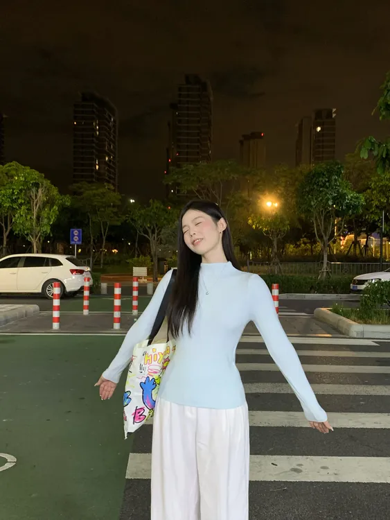 奶fufu软糯亲肤糖果色半高领针织衫女两穿打底衫上衣专柜品质货