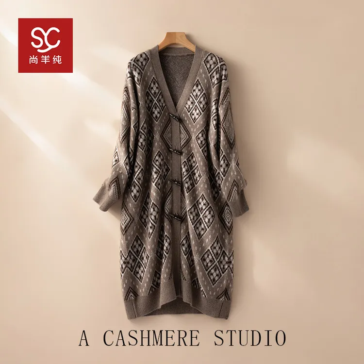 【Du特牛角扣】100纯山羊绒！宽松加厚大衣开衫外套女CYR240124