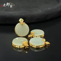 【老郑家】925银和田玉圆牌吊坠 3414 多样性发1件 约20*5mm