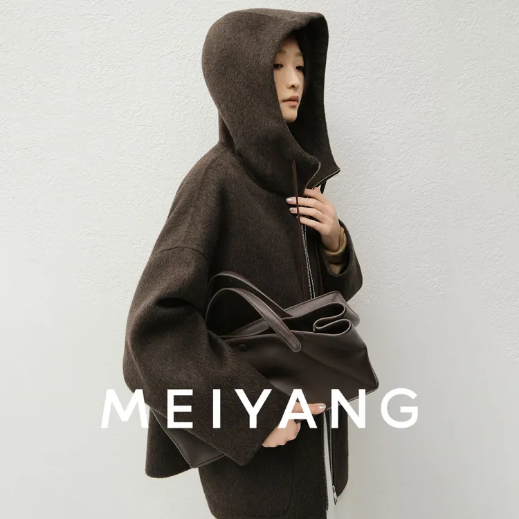 A美洋MEIYANG 烤栗二号羊毛外套【商场同款】宽松连帽大衣【宽】