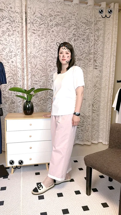 【胖静鱼】纯色老钱风夏季蕾丝印染九分裤休闲裤女士春夏大码阔腿裤