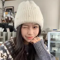 网红重工珍珠软糯羊毛针织帽女冬季加厚保暖毛线帽防寒护耳套头帽