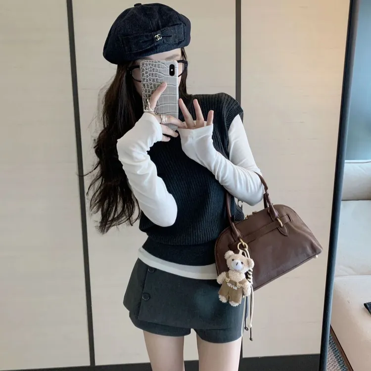 韩系早秋穿搭气质高级感打底衫百搭裙裤22951#