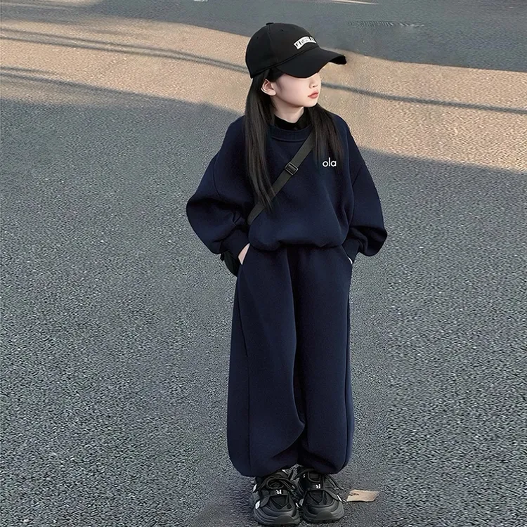 MUMUWU女童卫衣春秋款套装新款女孩中大童运动秋冬加绒洋气两件套