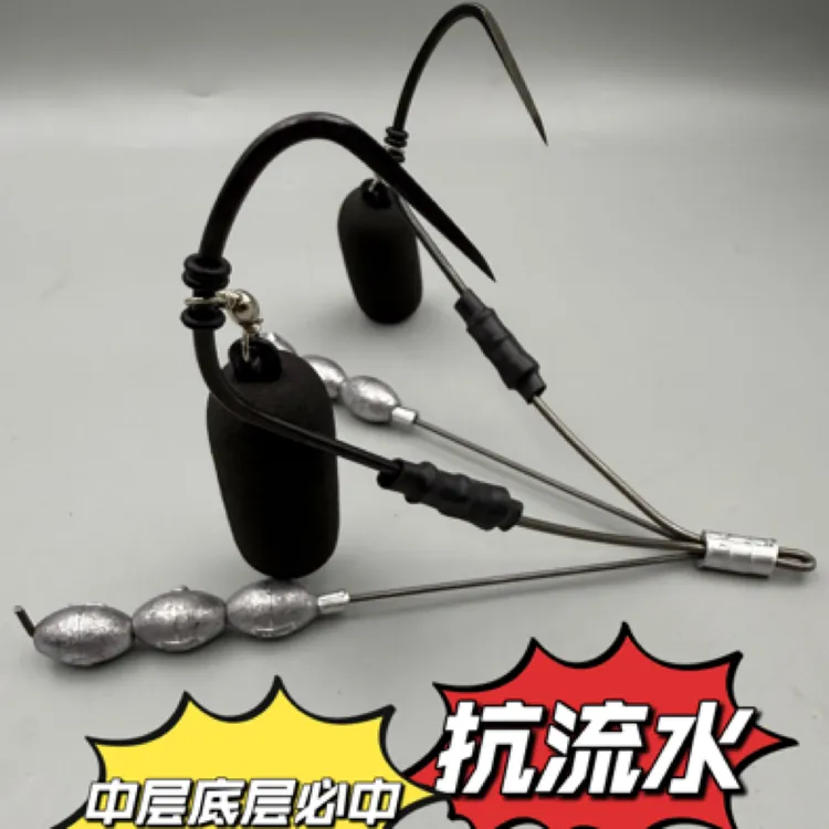 可视锚鱼钩鳜鱼桂鱼加重120克电镀钨钢钩头设计抗流水专用钩