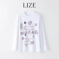 LIZE「涂鸦插画T」高定高密纯棉.减龄印花字母.圆领T恤L0179