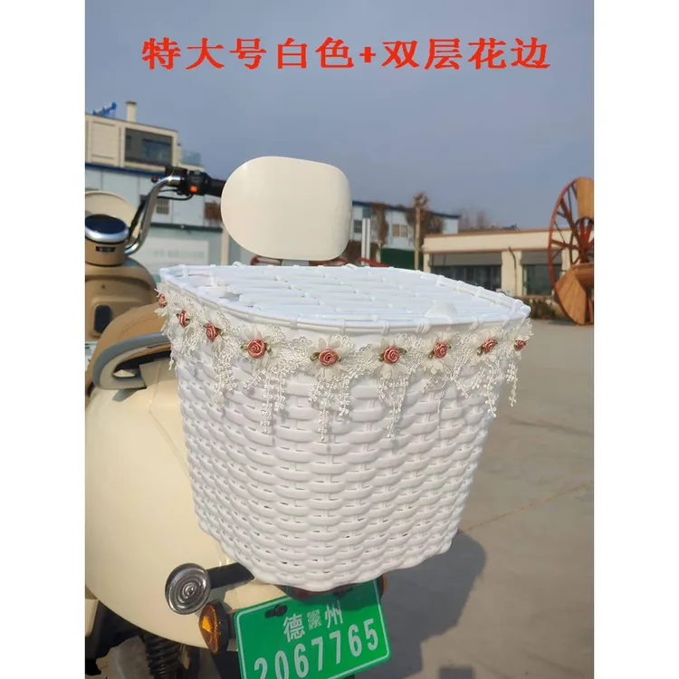 电动汽车袋制品，后吊篮收纳，放大书包篮，加厚后靠背带盖蔬菜篮