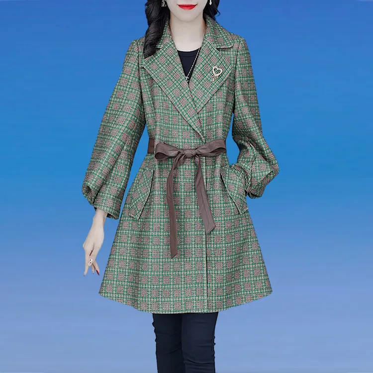 优雅新款气质时尚大气减龄休闲收腰显瘦韩版风衣洋气外套15350