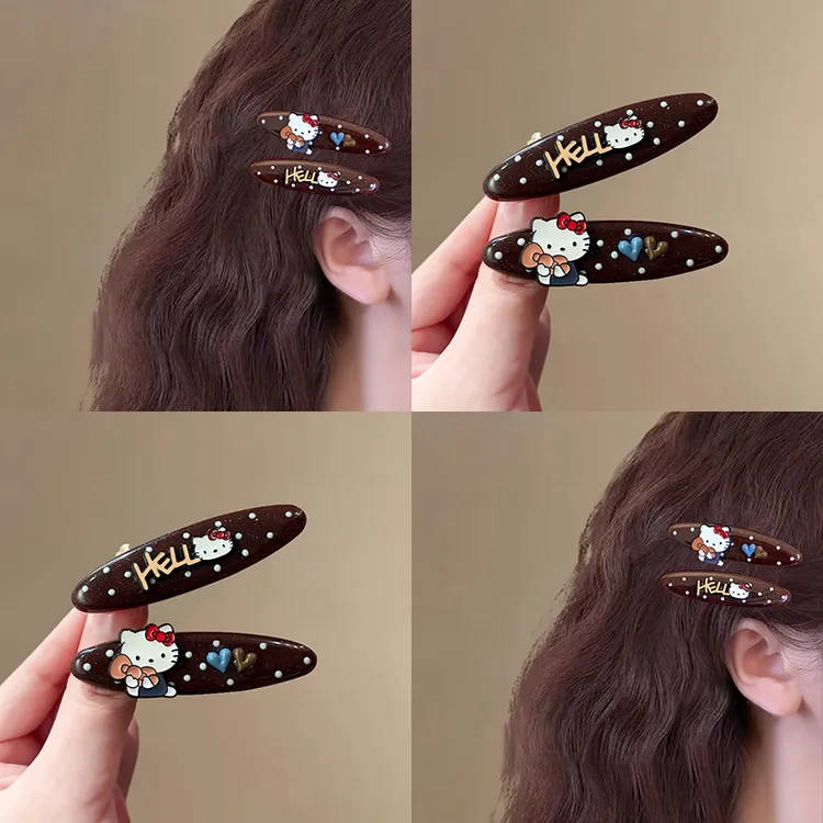 韩国2个装元气少女HelloKitty波点爱心鸭嘴夹精致刘海懒人对夹子
