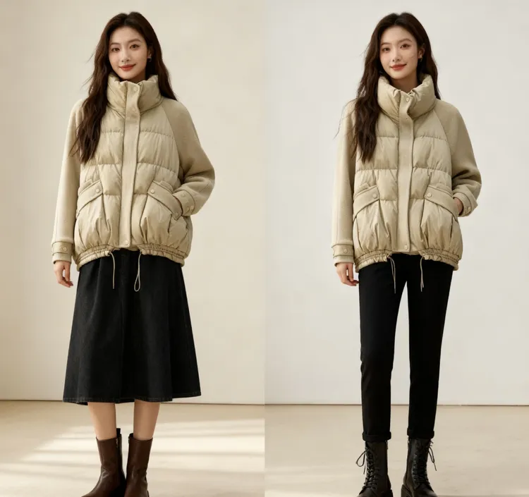 A1530保暖女装秋冬轻职女款冬季简约羽绒外套极简风短款羽绒上衣