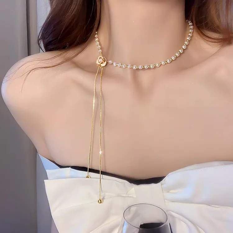 铜合金贝壳项链 2025爆款轻奢高级感百搭性感气质显瘦抽拉式项链