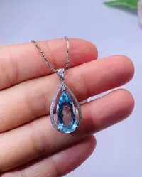 新疆珠宝18k海蓝吊坠