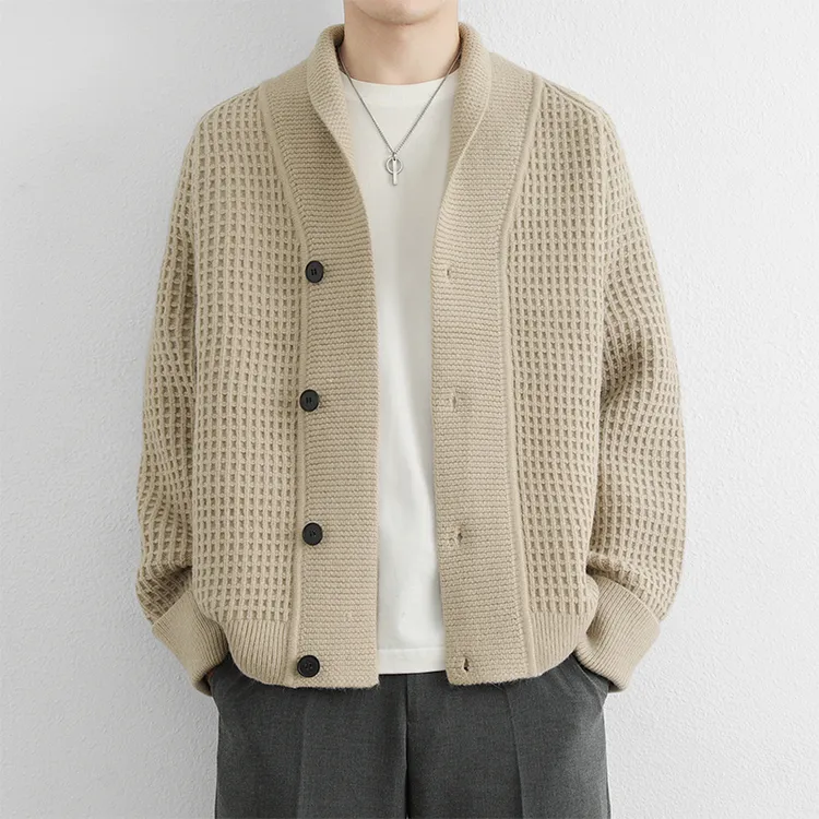 2025新款美式复古毛衣男款宽松慵懒风针织衫外套春秋款