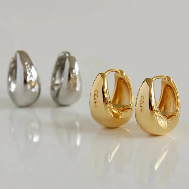 铜合金亚克力耳饰 高级感CE耳环 铜镀18k真金简约轻奢水滴形耳扣