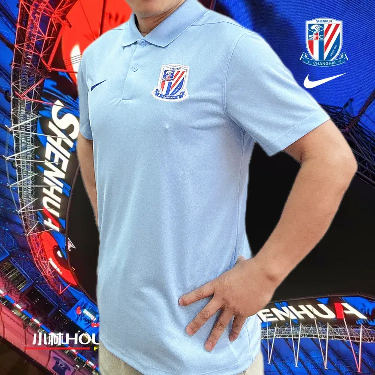 NIKE2025上海申花POLO衫短袖透气排汗成人男款HM5726-436天蓝翻领